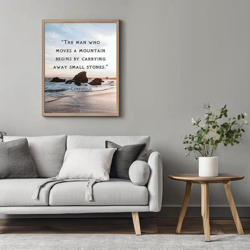 Posterizer 1 pcs-The Man Who Moves a Mountain-Confucius-Philosophy-Spiritual Quotes-Motivational & Inspirational Art-Gift For Buddhism Meditation ...